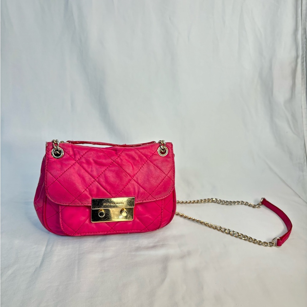 MICHAEL KORS FUCHSIA LAMBSKIN SHOULDER BAG/ CROSSBODY